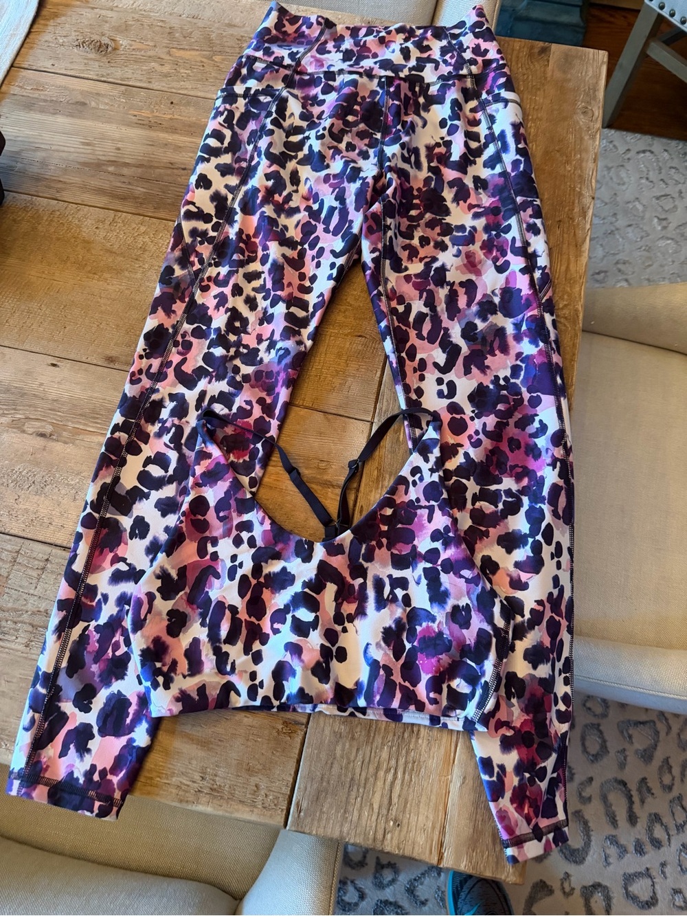 Purple Leopard Print Leggings with Matching Sports Bra - Women